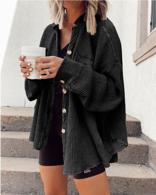 Asymmetrische Shacket mit Polokragen und Taschen