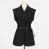 Ärmelloser Blazer mit Gürtelkragen für Damen