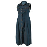 Plus Size Denim Button Cardigan Maxi Dress