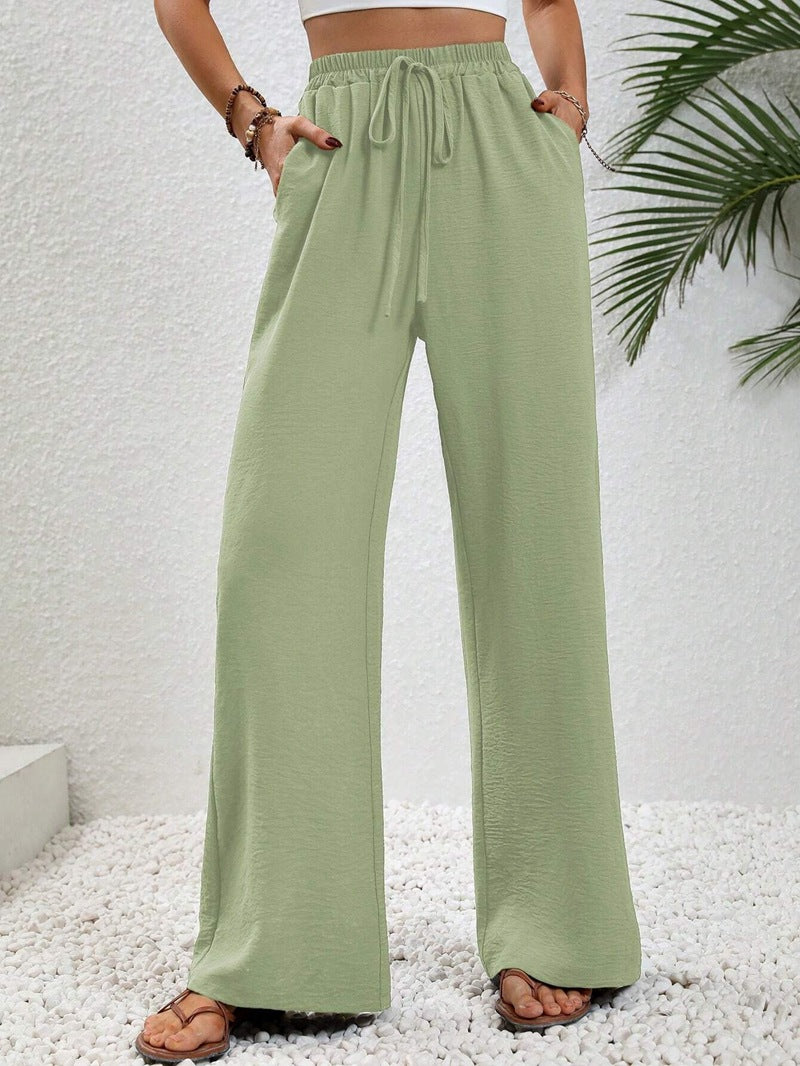 Pantalon large de couleur unie