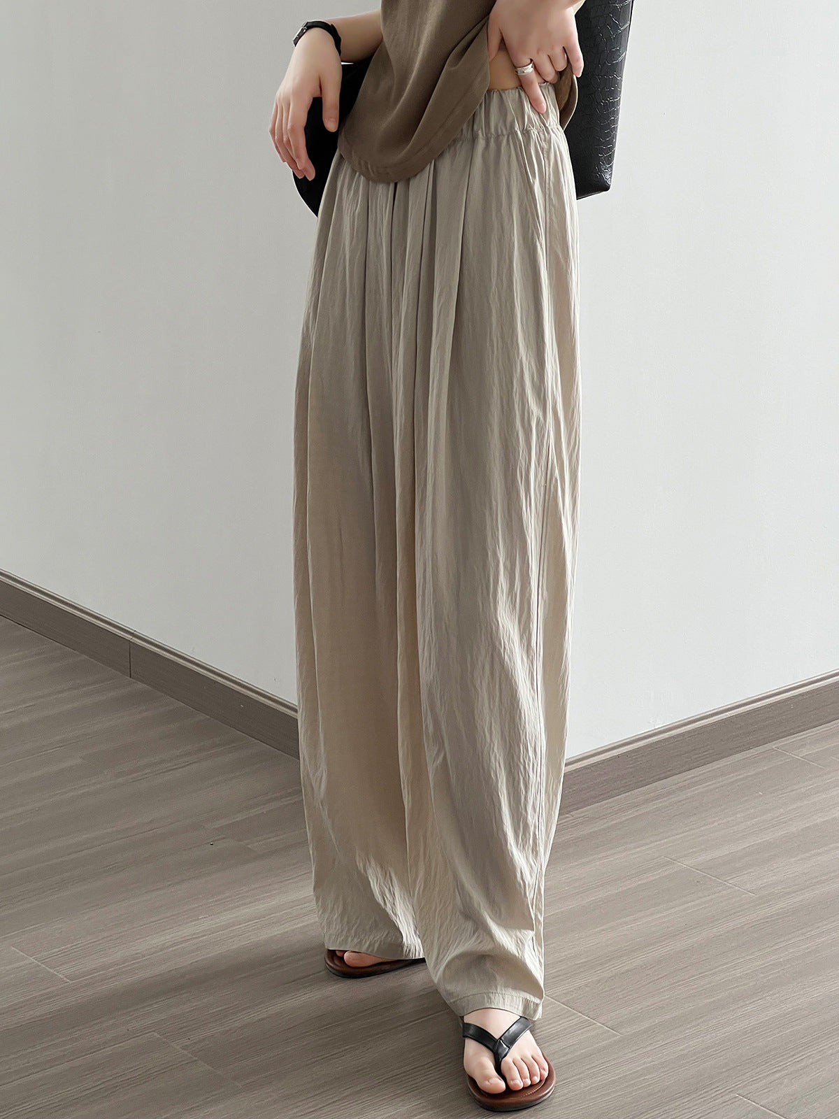 Thin Pleated Wide Leg Casual Pants