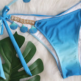 Maillot de bain bikini bandage à cristaux dégradés
