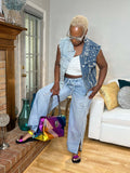 Jeansweste mit Perlen-Patchwork