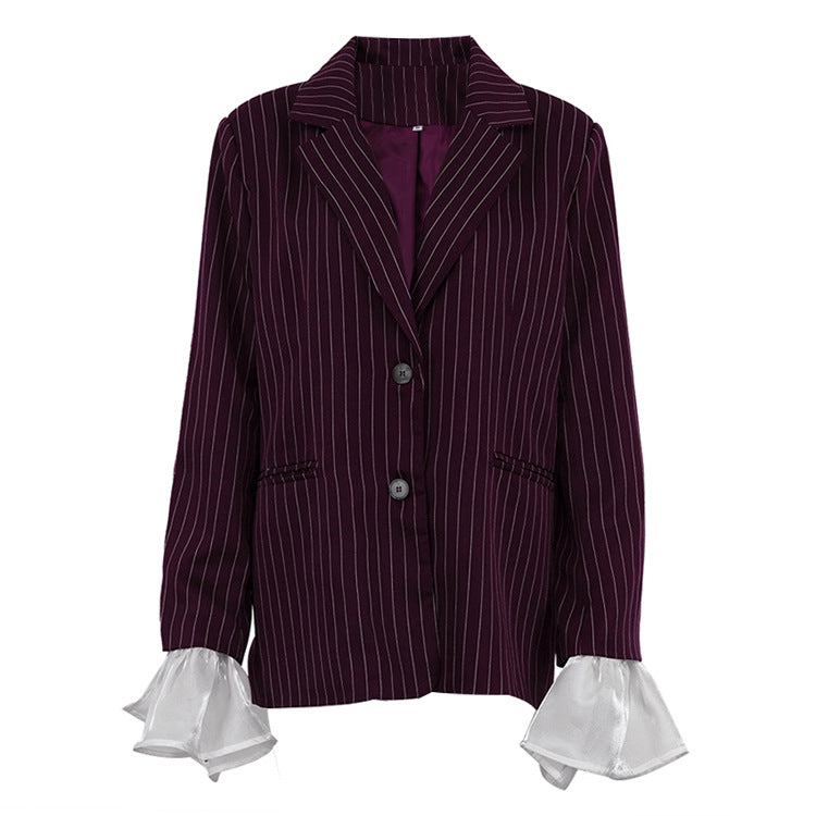 Blazer mit gestreiften Spitzenärmeln