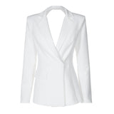 Backless Slim Fit Long Sleeve Blazer