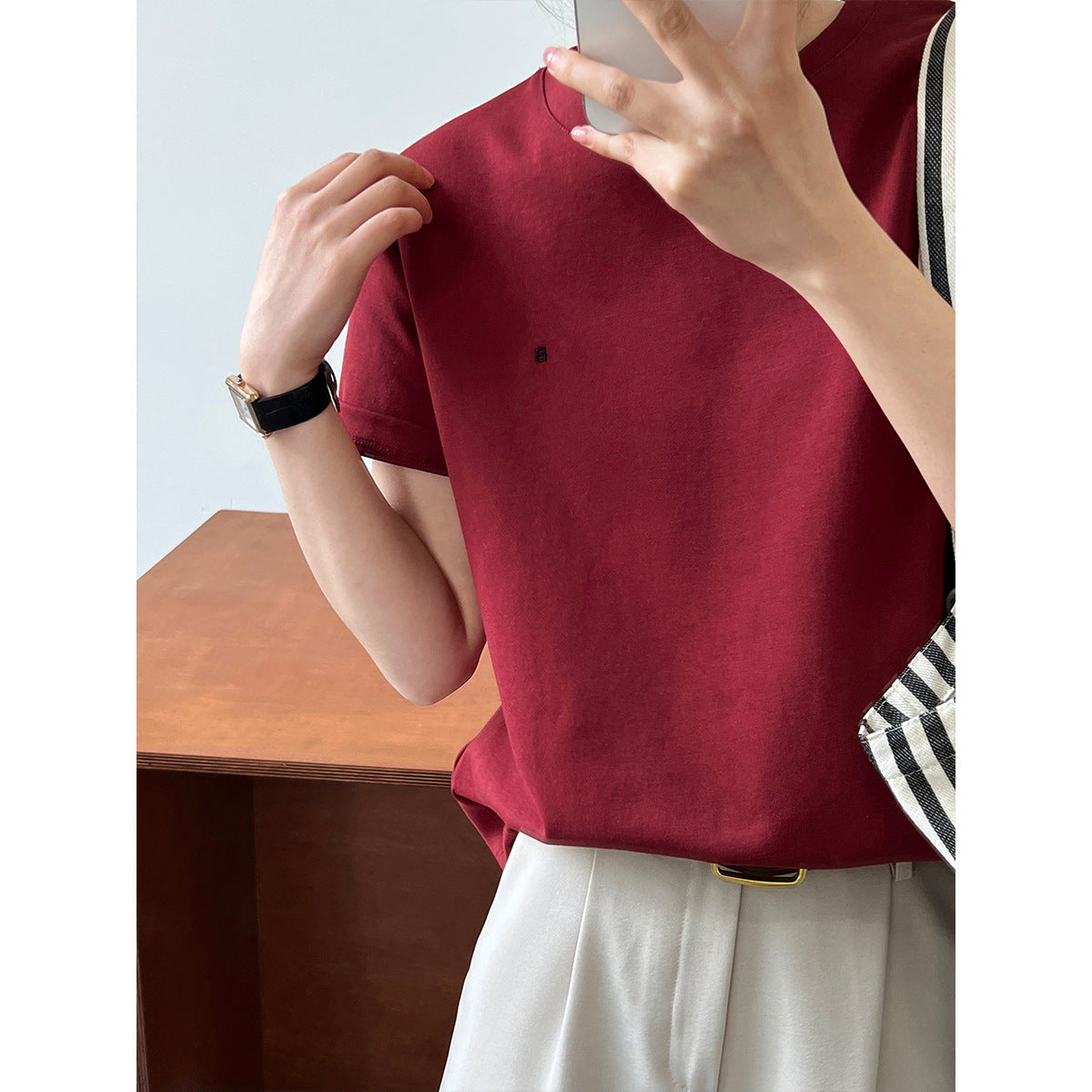 Letter Graphic Embroidered Short Sleeve T-Shirt for Women