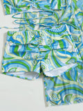 Langärmliger Badeanzug und Hose mit hoher Taille