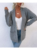 Twist Pocket Mid-Length Knitted Cardigan Coat