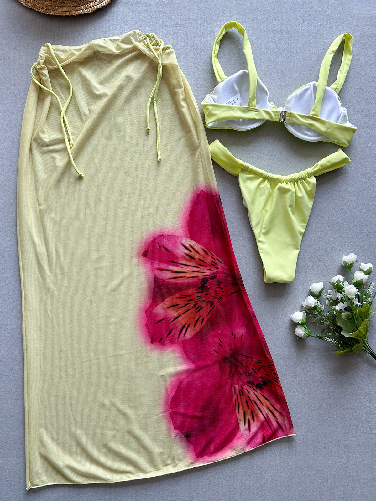 Ensemble de maillot de bain bikini trois pièces imprimé