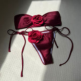 Bikini tube couleur unie rose