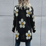 Mittellanger Pullover mit Blumenmuster und langen Ärmeln