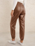 Casual Faux Leather Biker Pants for Women
