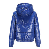 Veste matelassée à capuche en coton brillant
