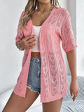 Cardigan tricoté à manches courtes et découpes HollowOut