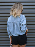 Chemise en jean décontractée à double poche pour femme