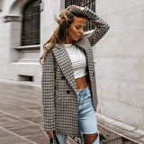 Plaid Double Breasted Slim Fit Blazer