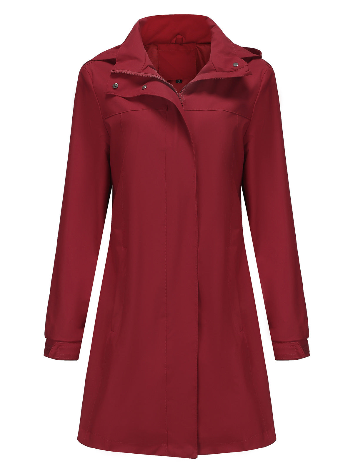 Manteau imperméable décontracté à manches longues avec chapeau