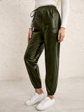 Casual Faux Leather Biker Pants for Women