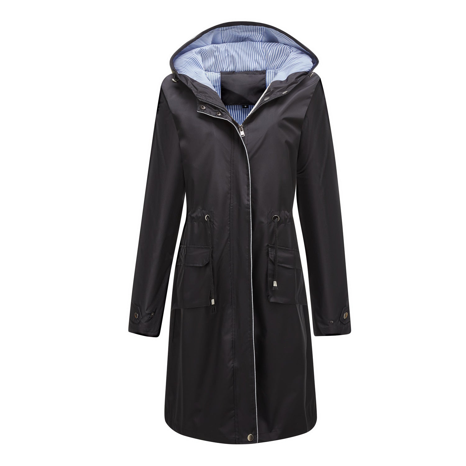 Trench-coat long à capuche imperméable