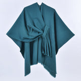 Monochrome Tassel Strap Shawl Green