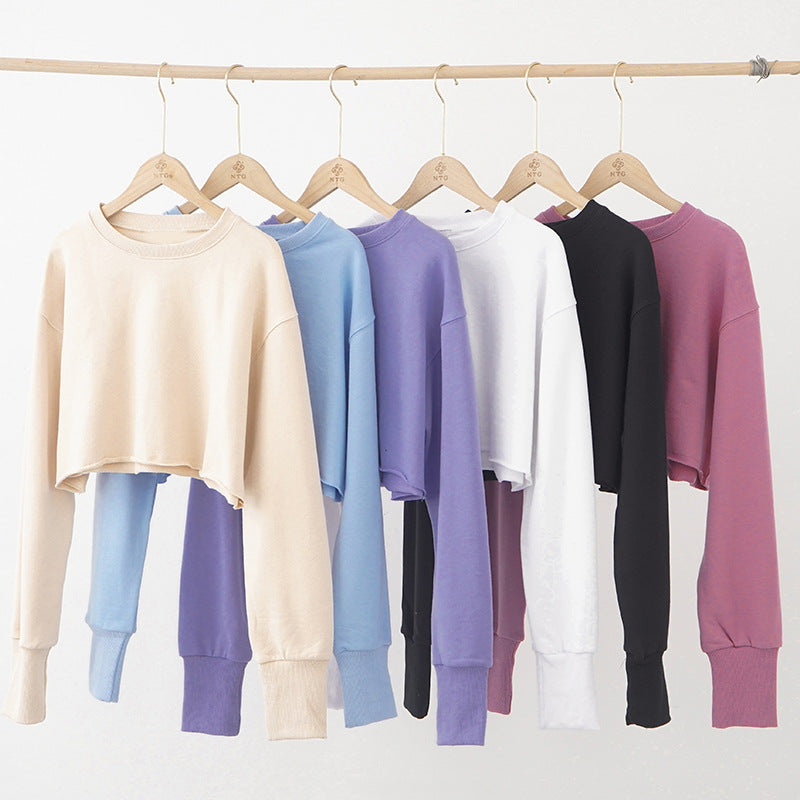 Cropped Fleece-Lined Hoodie for Women - Yoga & Fitness Pullover