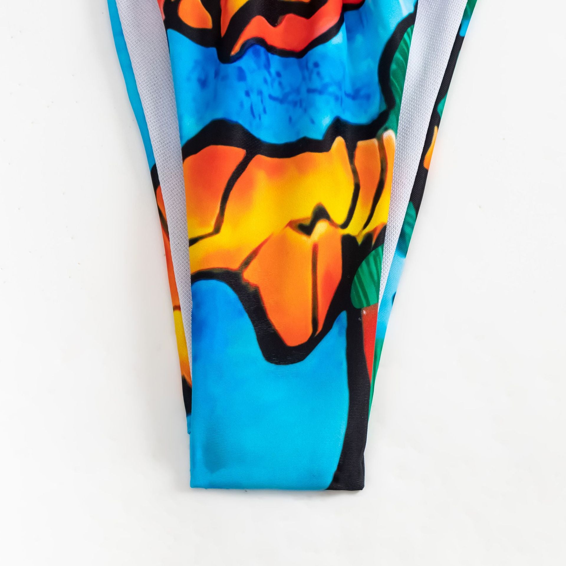 Long Sleeve Cutout Tie Dye Print Two-Piece Swimsuit