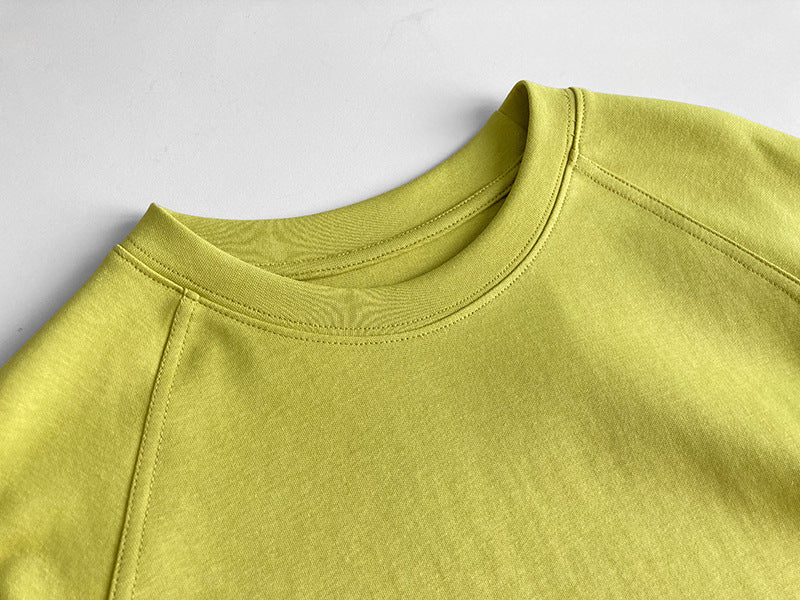 Solid Color Round Neck Long Sleeve Bandage Dress T-Shirt for Women