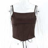 Backless Striped Sleeveless Overall Vest for Women