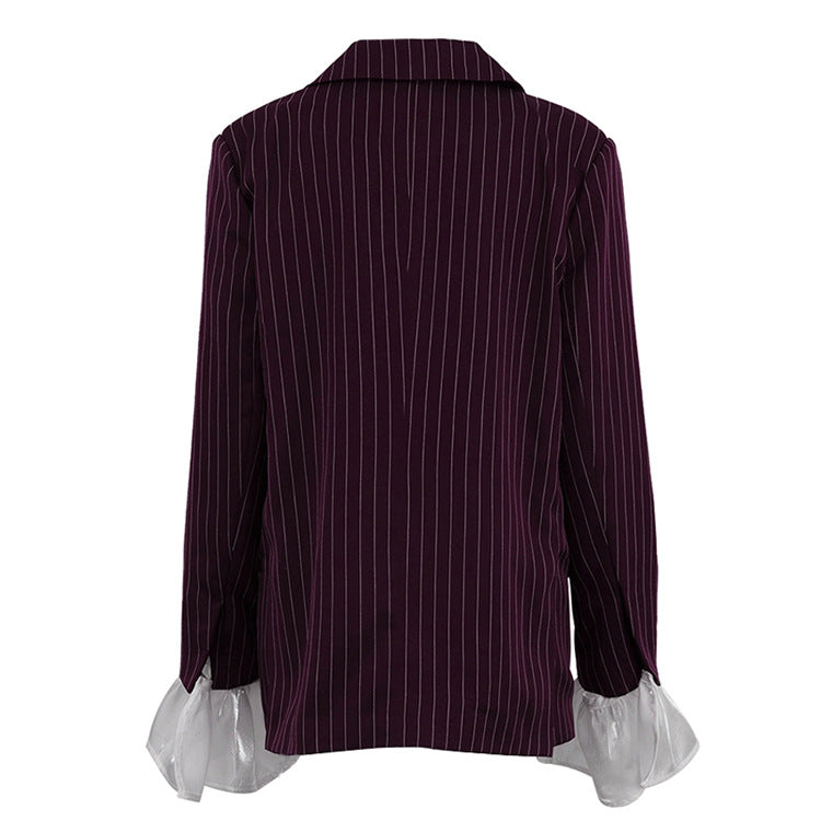 Blazer mit gestreiften Spitzenärmeln