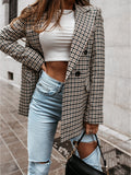 Plaid Double Breasted Slim Fit Blazer
