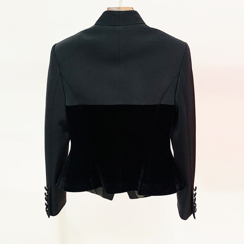 Schmaler Blazer mit Samtnähten und Sternen