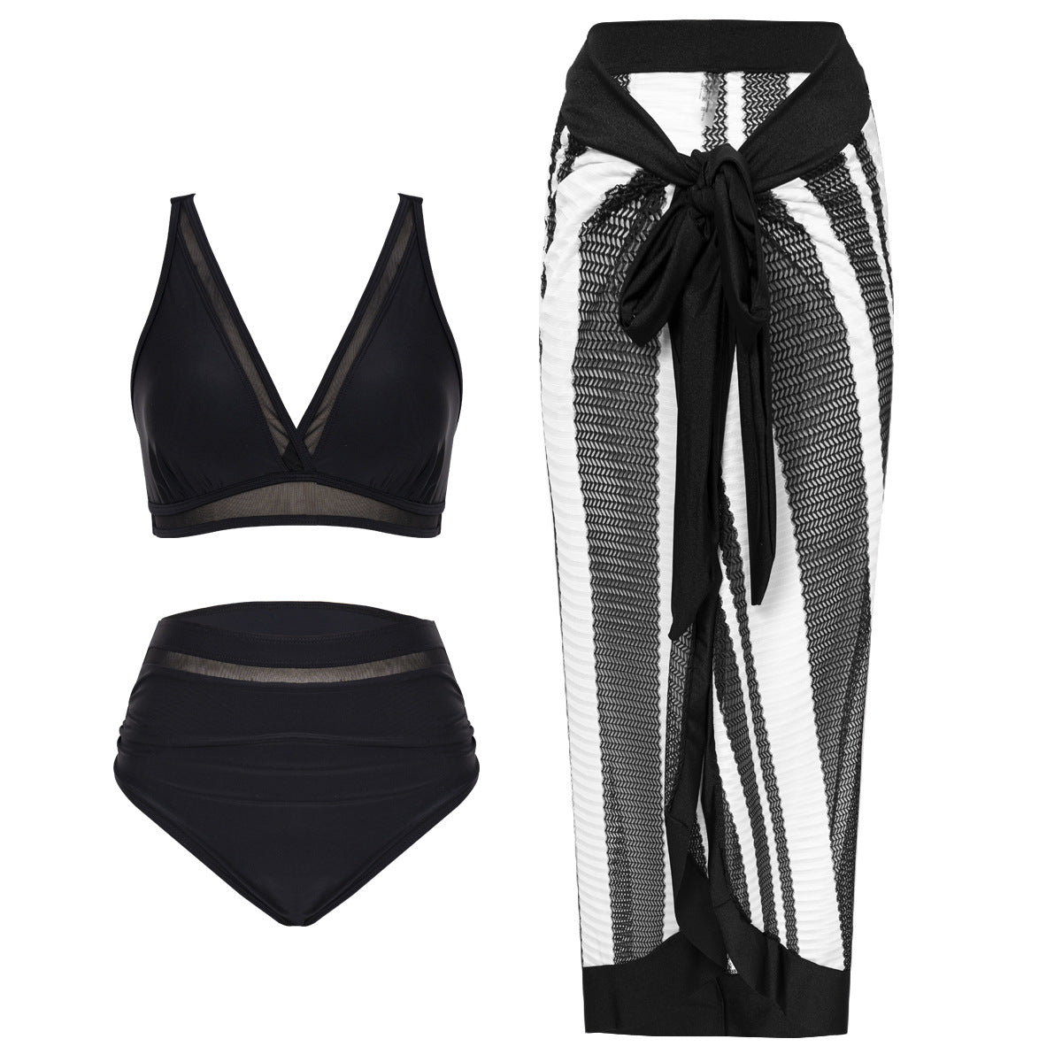 Robe de plage bikini fendue en dentelle froncée