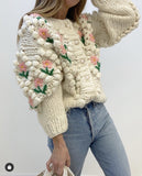 Handgemachte gehäkelte Stickerei Twist Perle Schnalle gestrickte Pullover Strickjacke Mantel