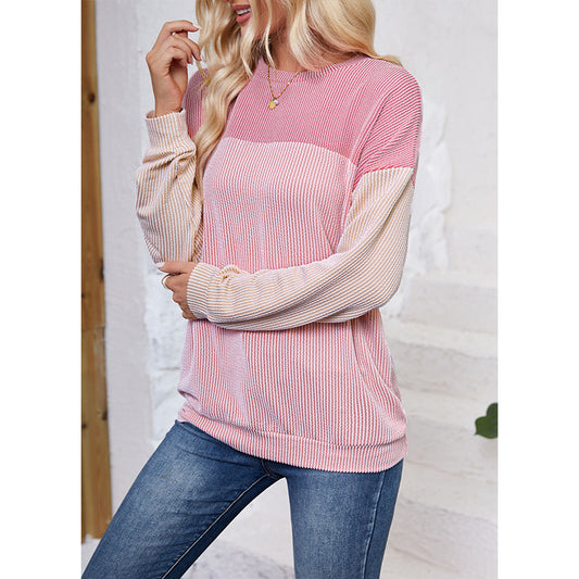 Gestreiftes Colorblock-Mosaik-Sweatshirt – Lässig-schickes Damen-Pullover