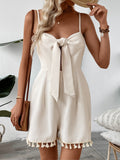 Tassel Knotted Summer Waffle Strap Jumpsuit